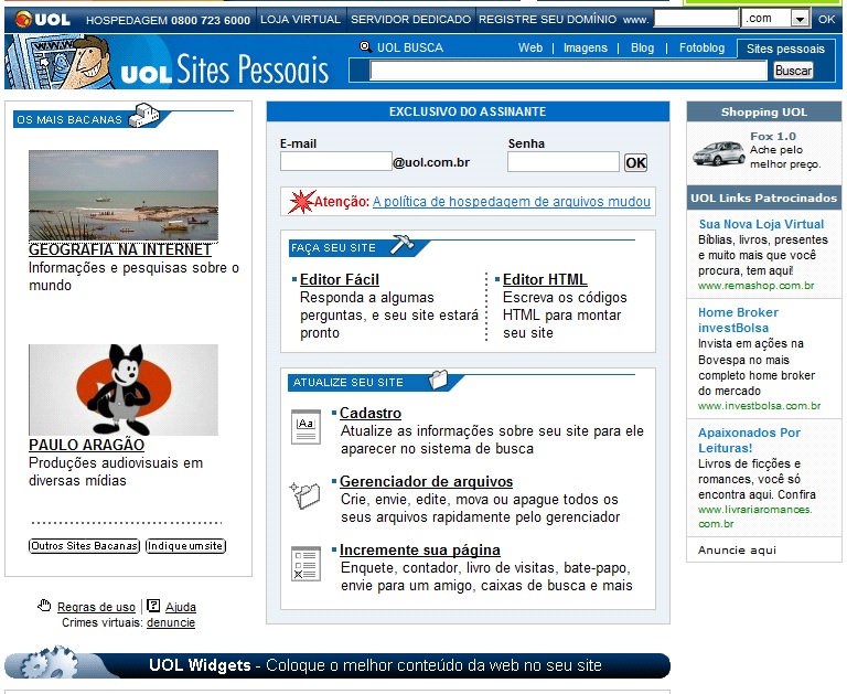 UOL Sites Pessoais - Os Mais Bacanas