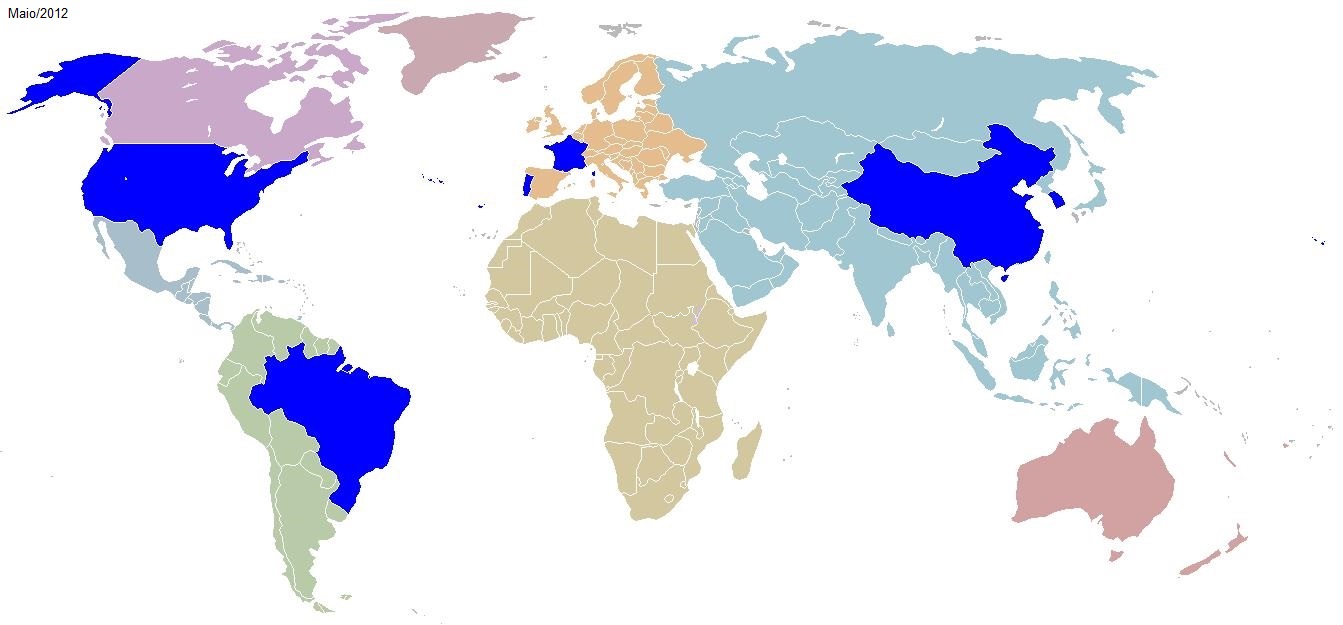 Visitas por Países - Mapas - Ano 2012